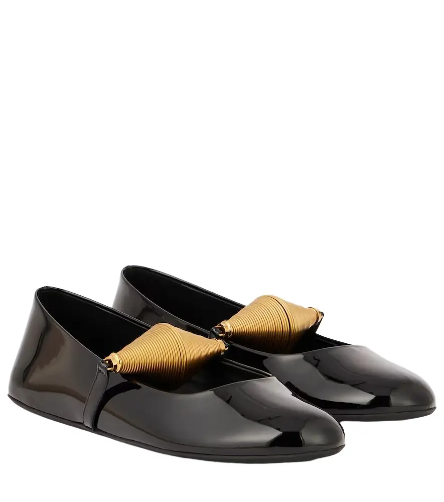 Alaia Alaïa Embellished patent leather ballet flats