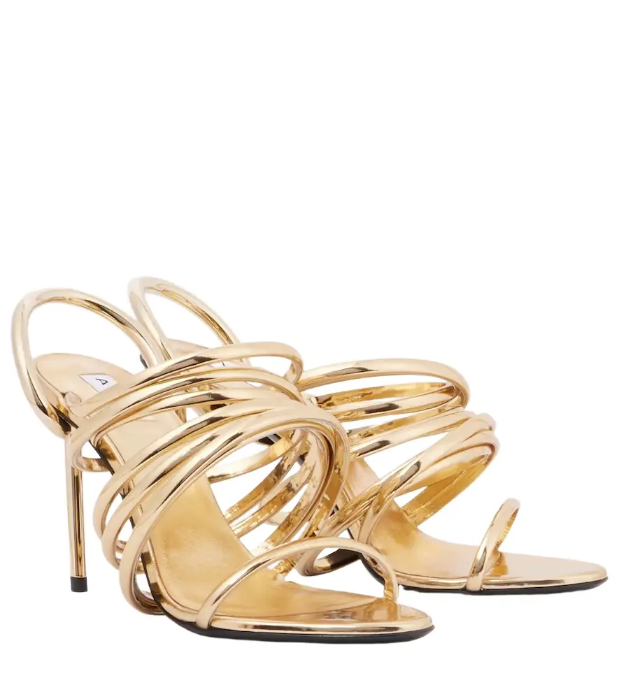 Alaia Alaïa Spiral 90 metallic leather sandals