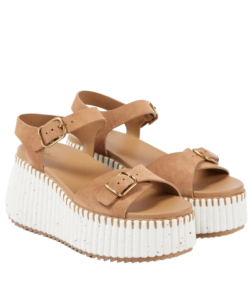 Chloe Chloé Nama suede wedge sandals
