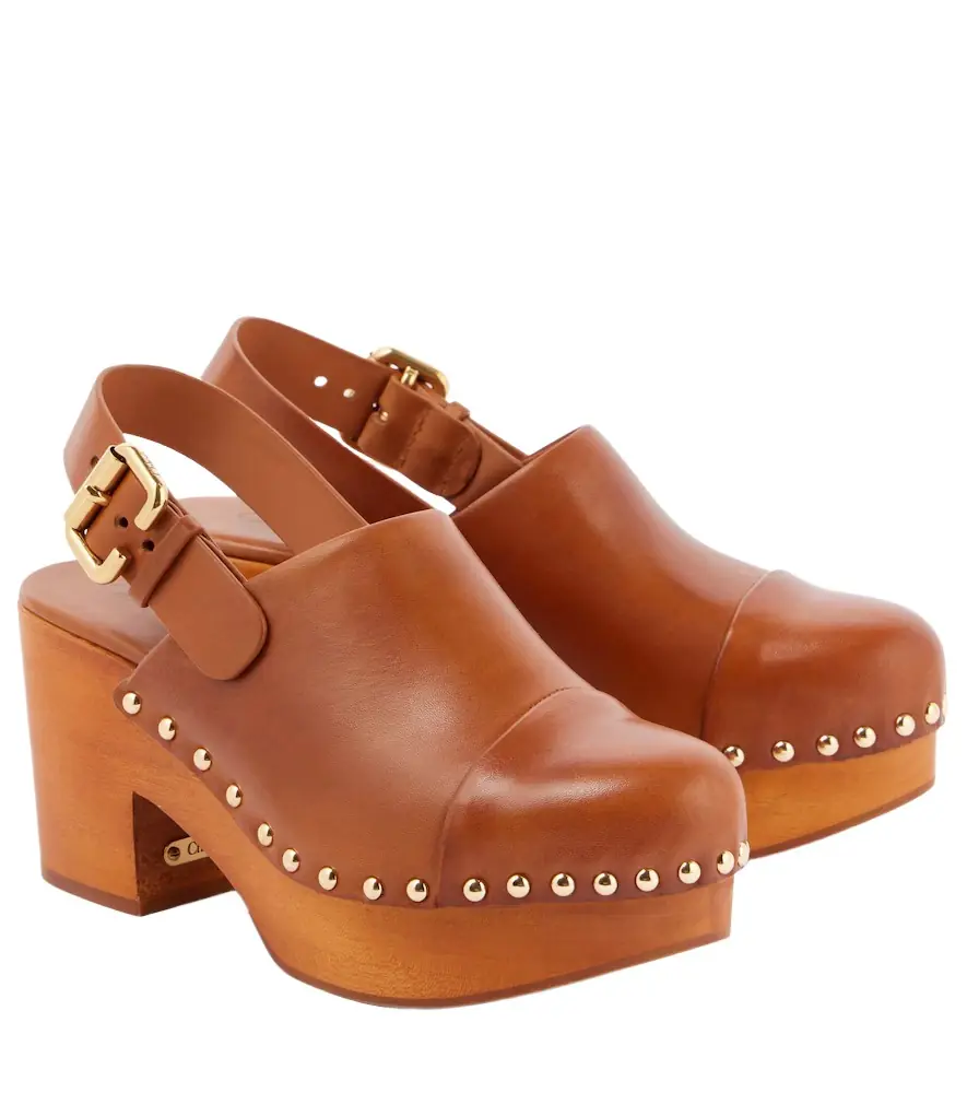 Chloe Chloé Jeannette leather wedge clogs