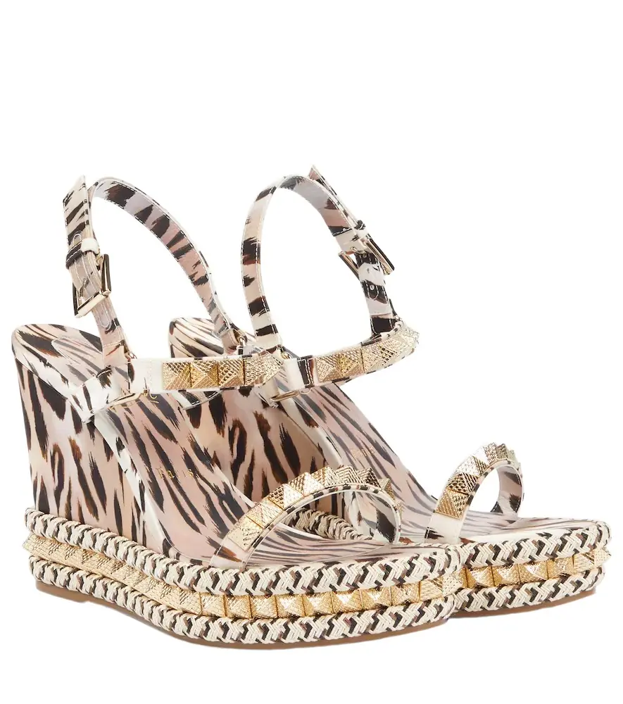 Christian Louboutin Pyra Clou 110 leopard-print espadrille wedges