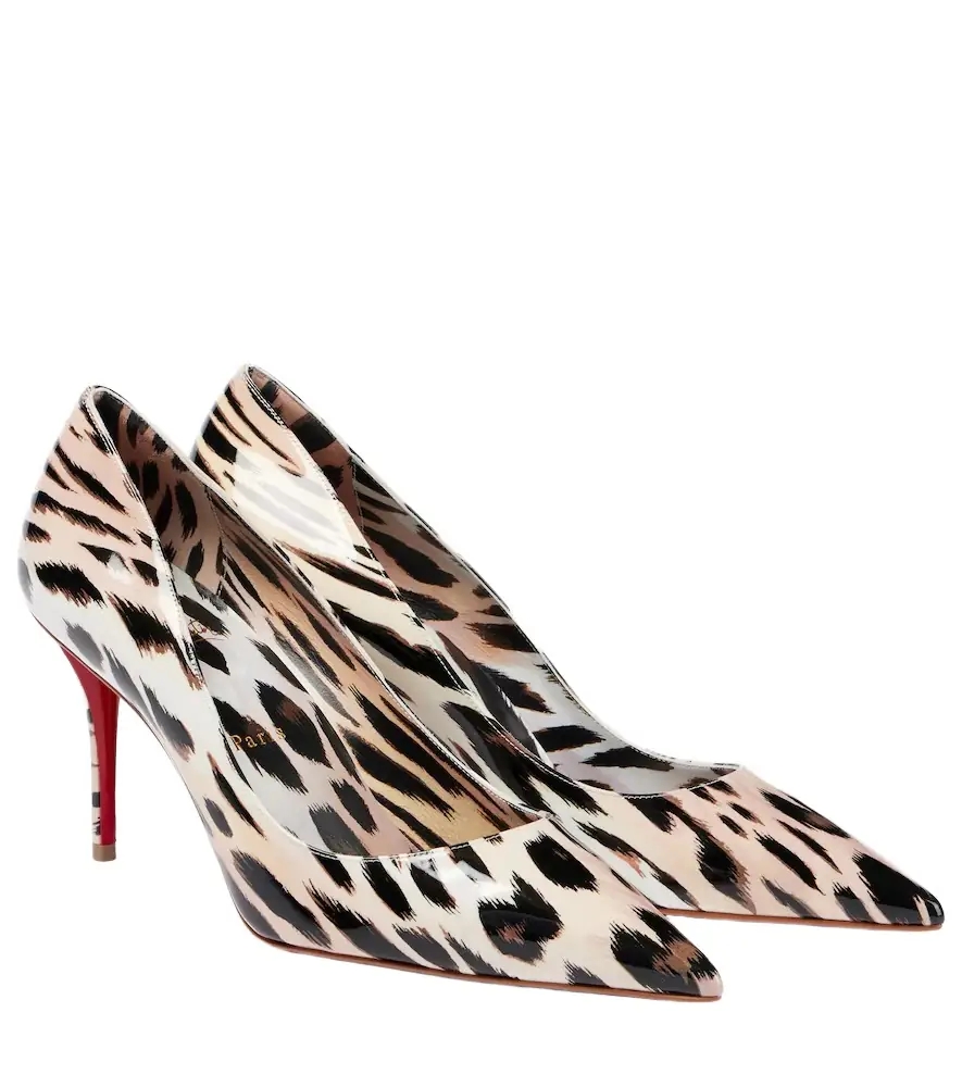 Christian Louboutin Miss Z 80 printed patent leather pumps