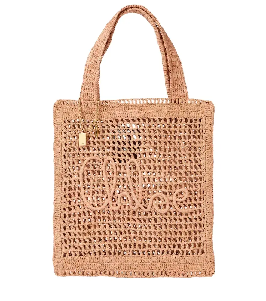 Chloe Chloé Summer Banana raffia-effect tote bag