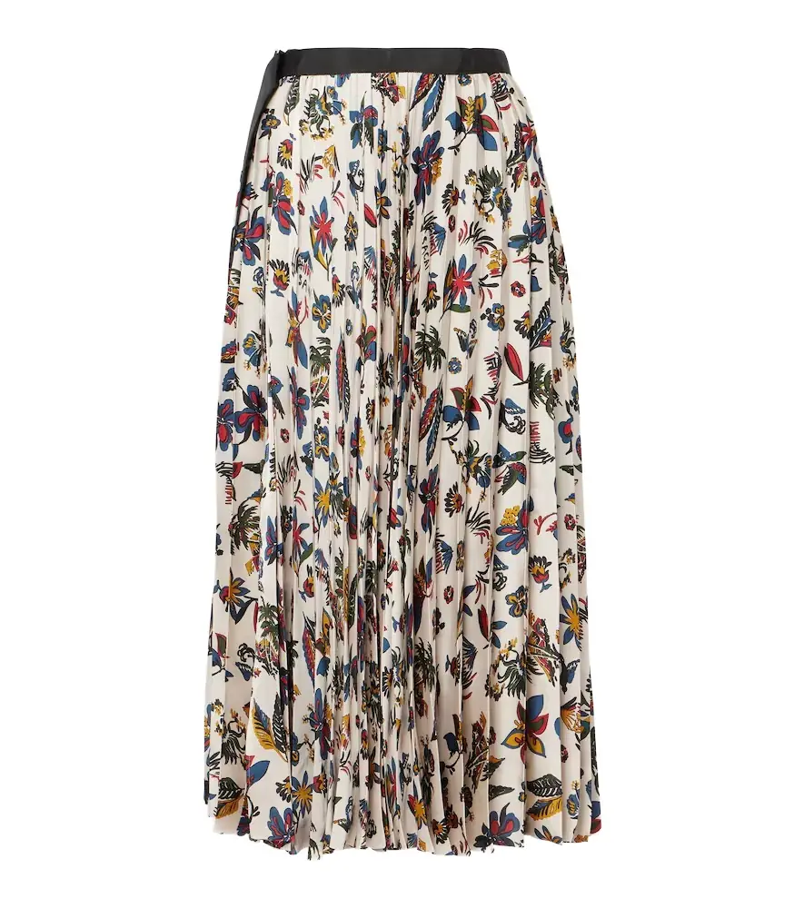 Sacai Printed pleated midi skirt