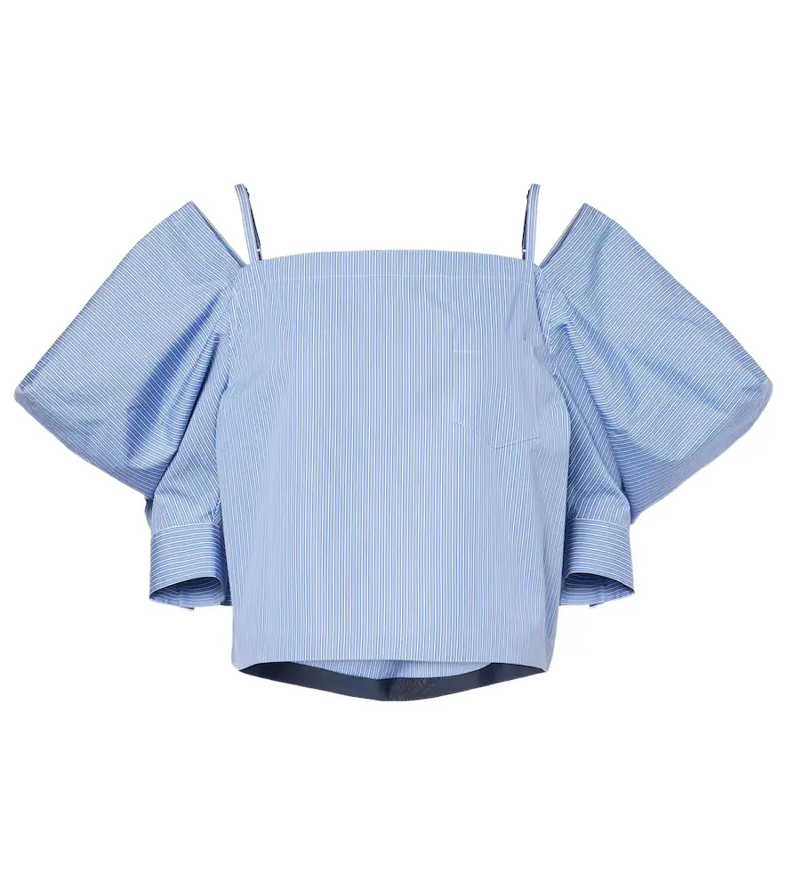 Sacai Striped cotton poplin top