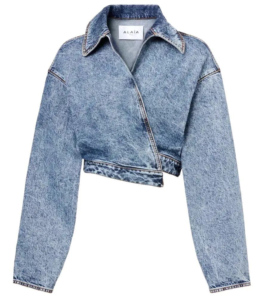 Alaia Alaïa Asymmetric cropped denim jacket