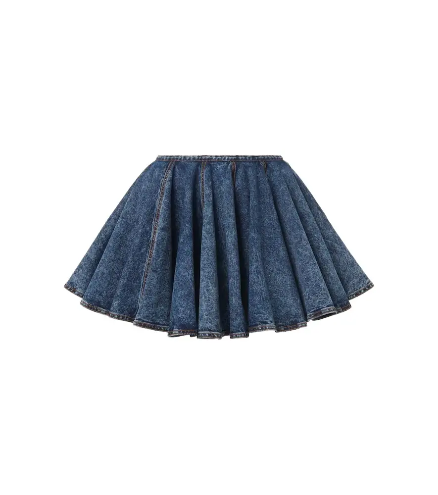 Alaia Alaïa Pleated denim miniskirt