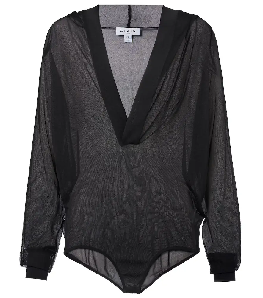 Alaia Alaïa Sheer hooded bodysuit