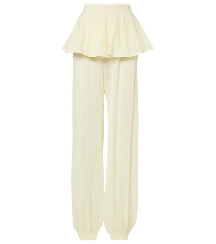 Alaia Alaïa Mid-rise semi-sheer wide-leg pants