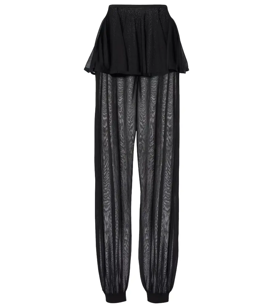 Alaia Alaïa Mid-rise semi-sheer wide-leg pants