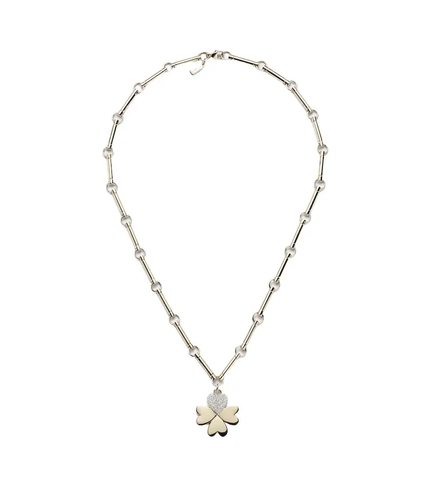 FoundRae Four Heart Clover 18kt gold necklace with diamonds