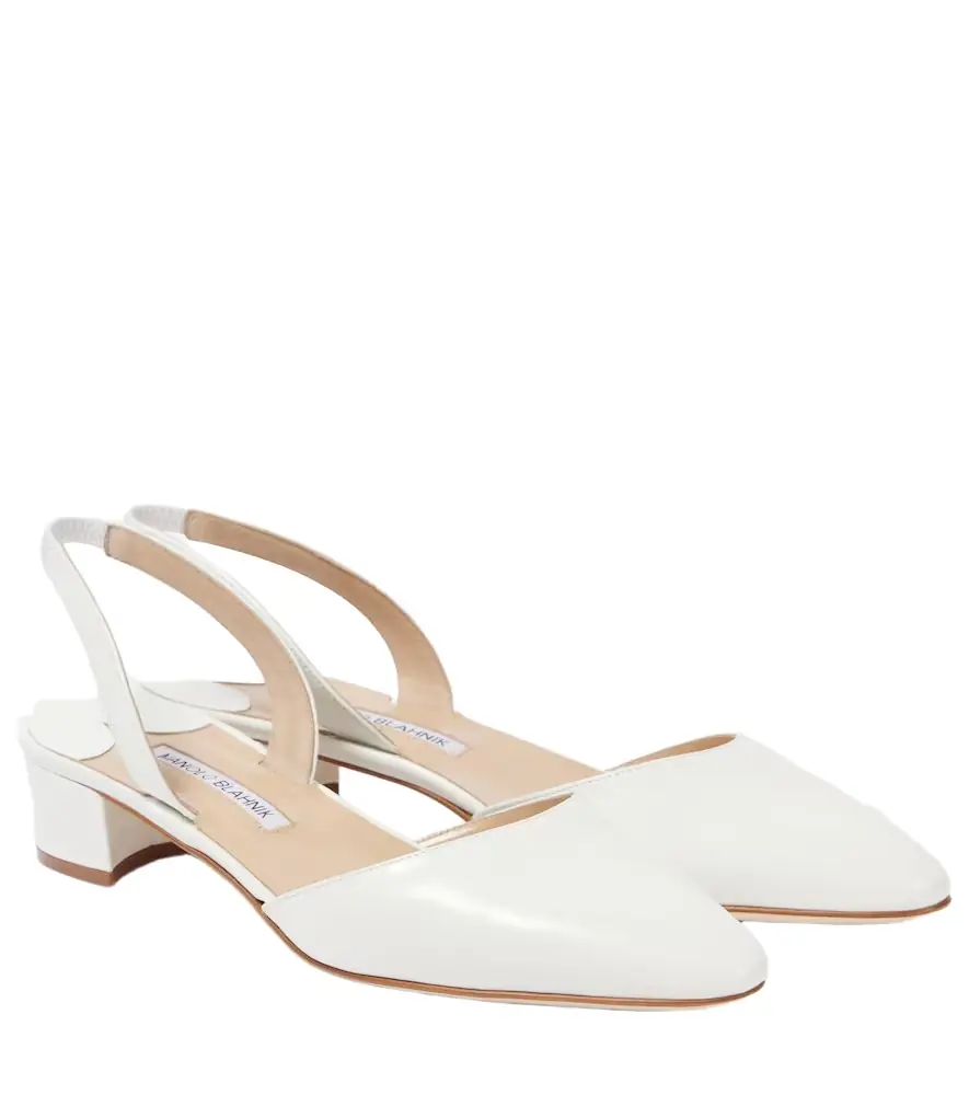 Manolo Blahnik Bridal Aspro 30 leather slingback pumps