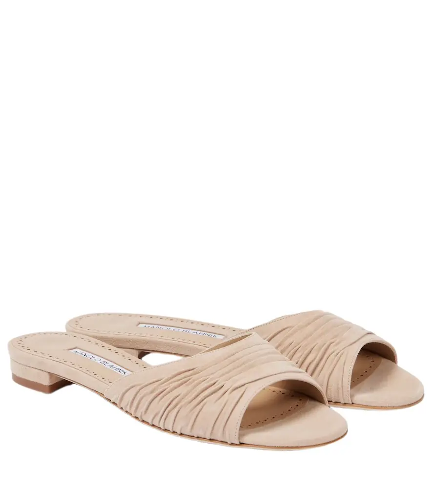 Manolo Blahnik Piruaflat 10 suede sandals