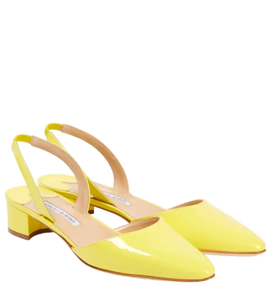 Manolo Blahnik Aspro 30 patent leather slingback pumps