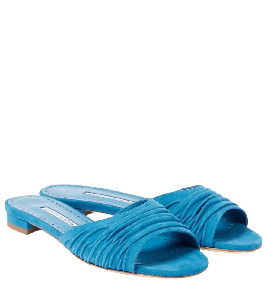 Manolo Blahnik Piruaflat 10 suede sandals