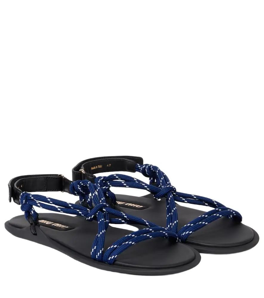 Miu Miu Rivière leather-trimmed sandals