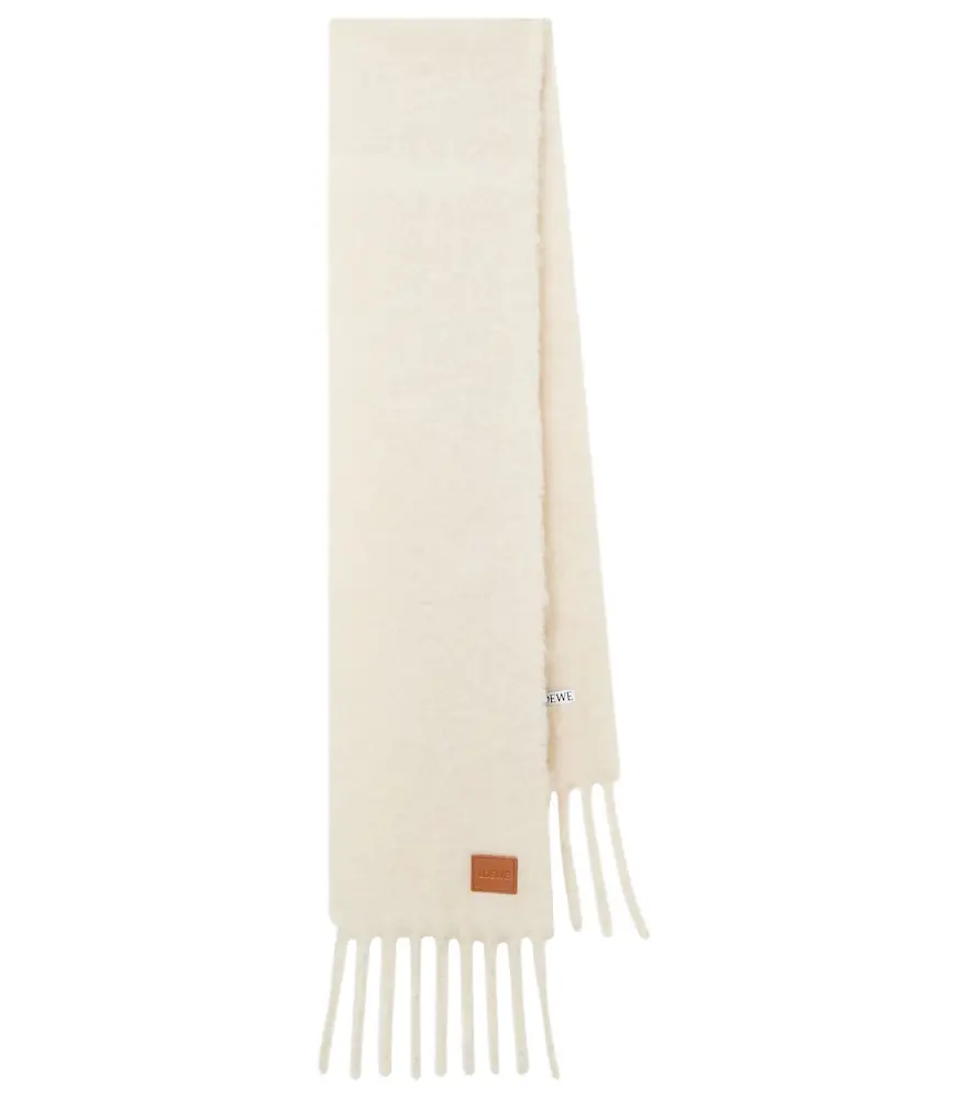 Loewe Fringed mohair and wool-blend scarf