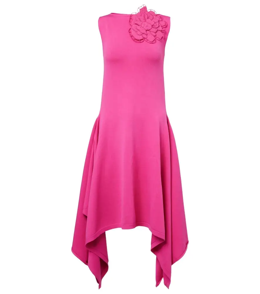 Oscar de la Renta Floral-appliqué asymmetric cocktail dress