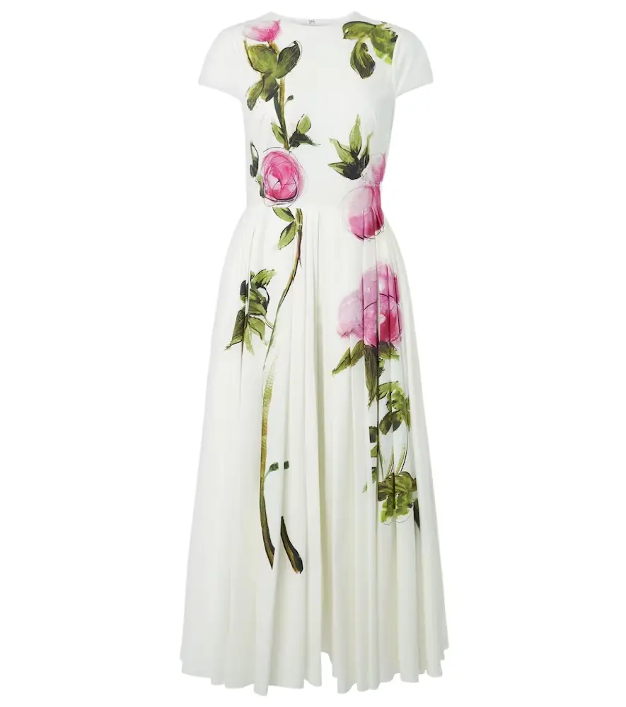 Oscar de la Renta Floral cotton-blend poplin midi dress