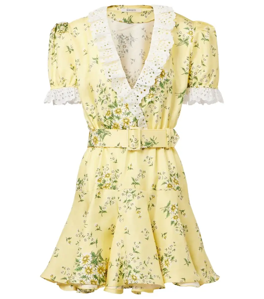 Rodarte Satin and broderie anglaise minidress
