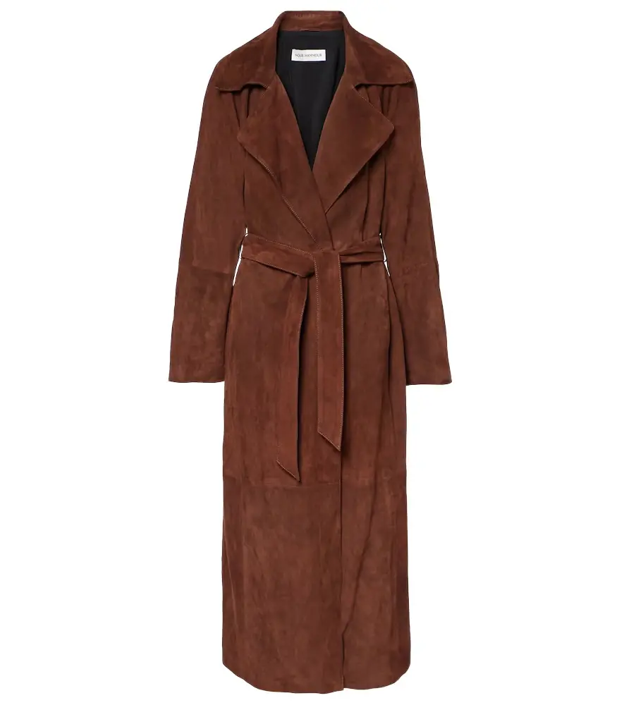 Nour Hammour Althea suede wrap coat