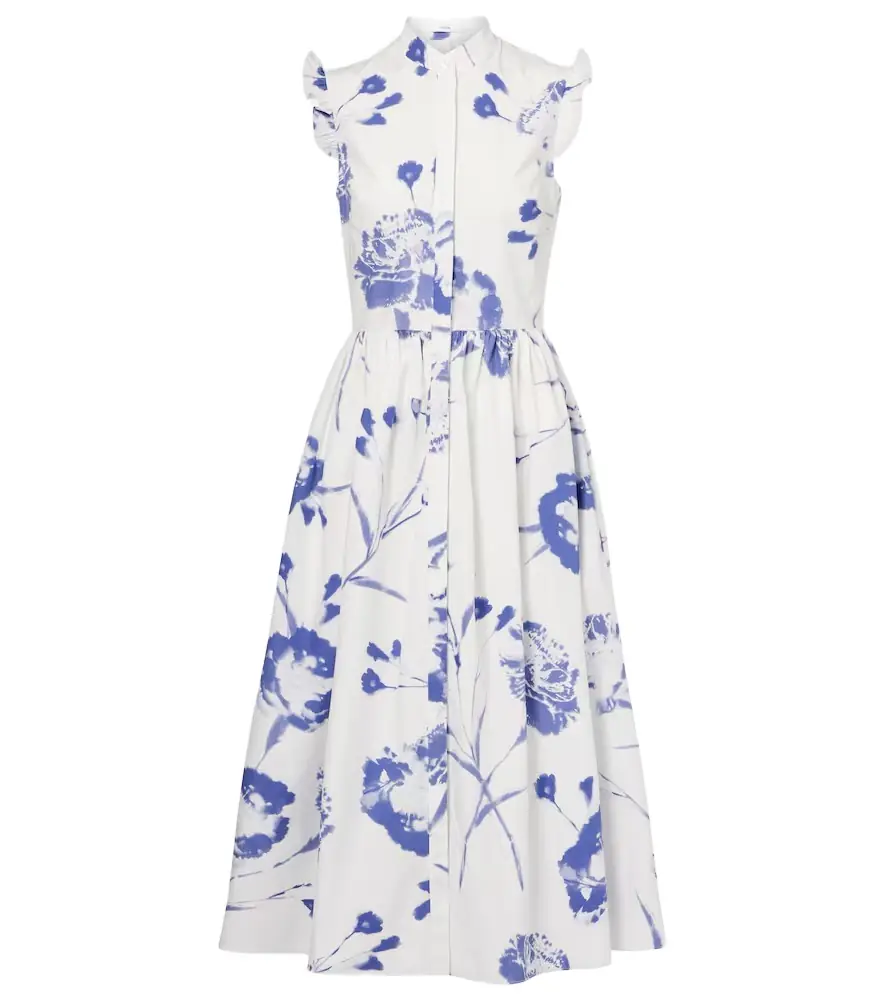 Erdem Floral cotton poplin midi dress