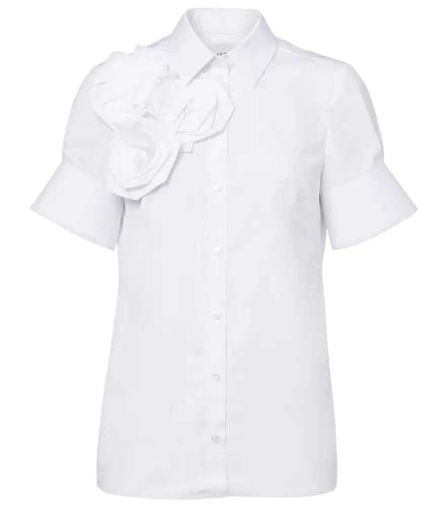 Erdem Floral-appliqué cotton shirt