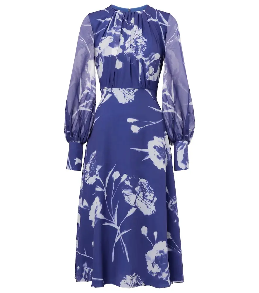 Erdem Floral silk voile midi dress