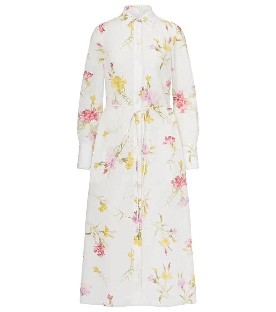 Erdem Floral cotton seersucker shirt dress