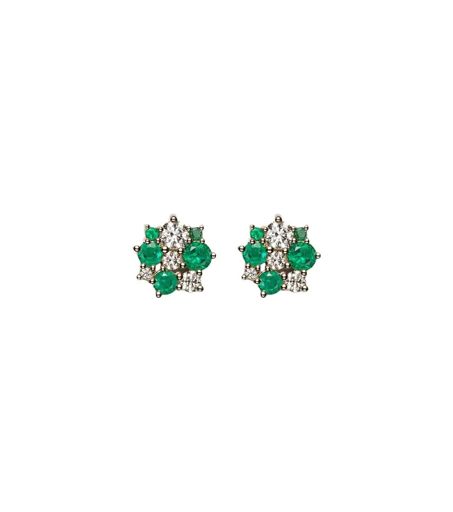Sydney Evan Cocktail 14kt gold earrings with emeralds and diamonds