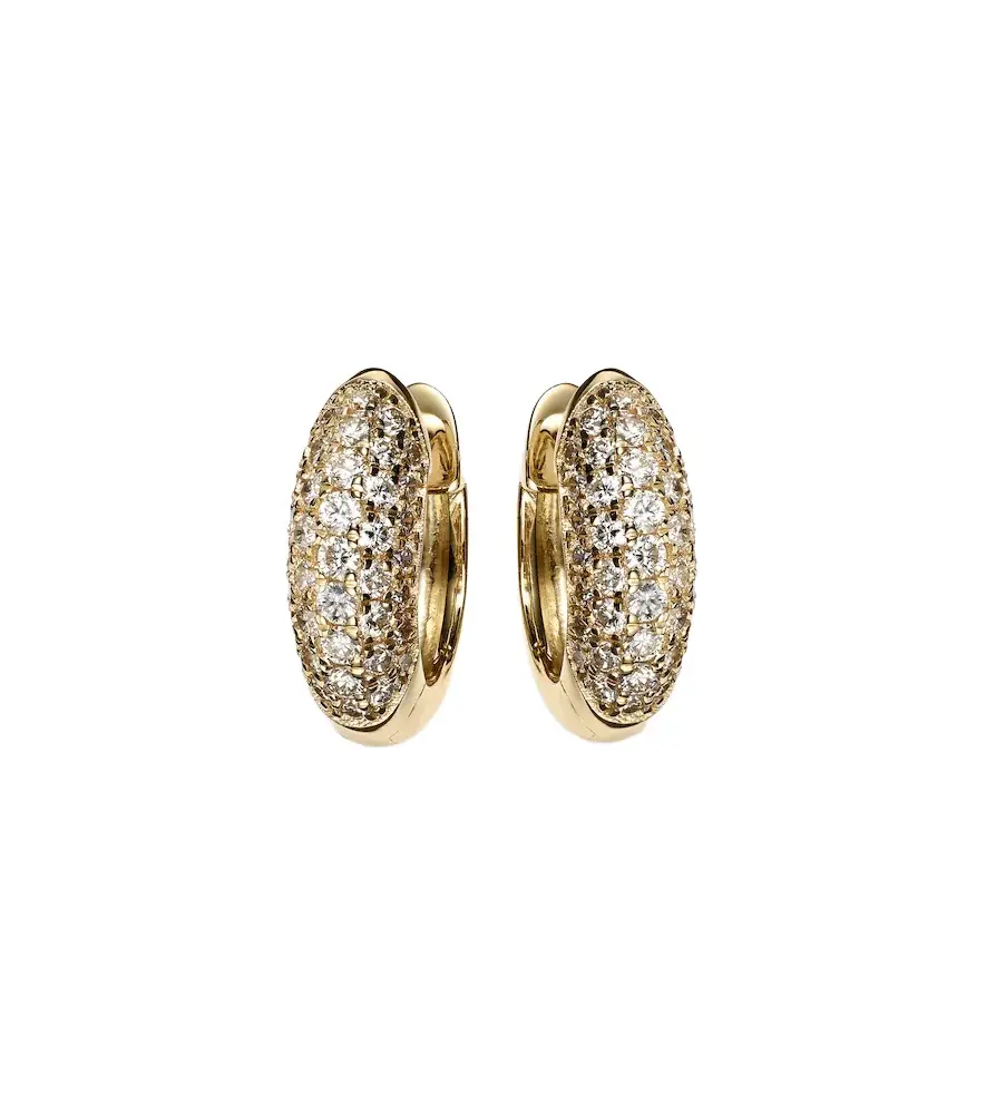 Sydney Evan Puffy 14kt gold hoop earrings with diamonds
