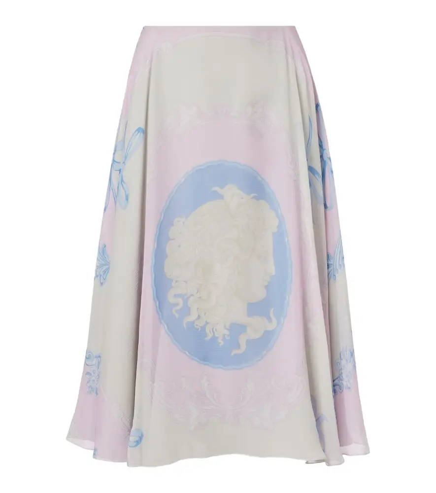 Versace Medusa Cameo silk crêpe midi skirt