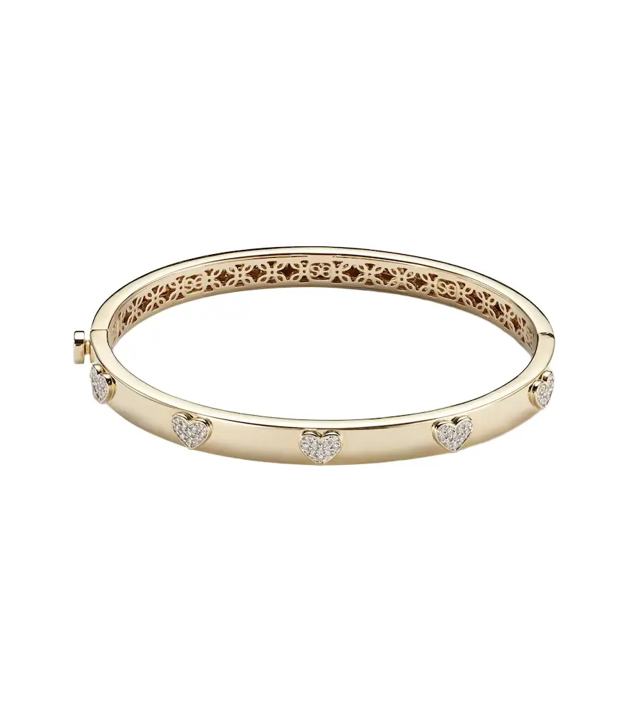 Sydney Evan Heart 14kt gold bangle with diamonds