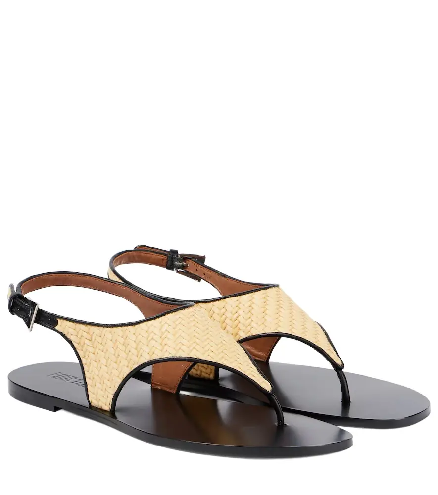 Paris Texas Amalfi raffia-effect thong sandals