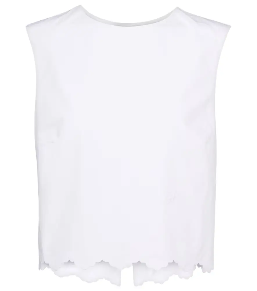 Patou Scalloped cotton poplin crop top