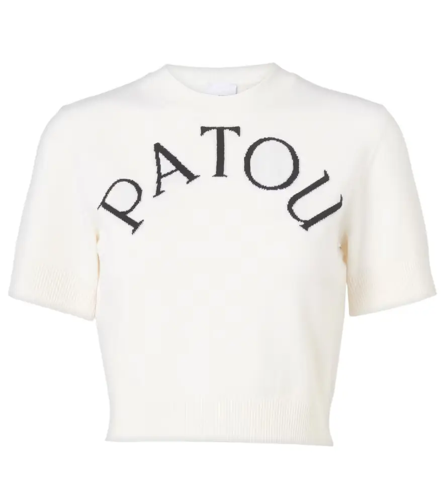 Patou Logo jacquard wool-blend crop top