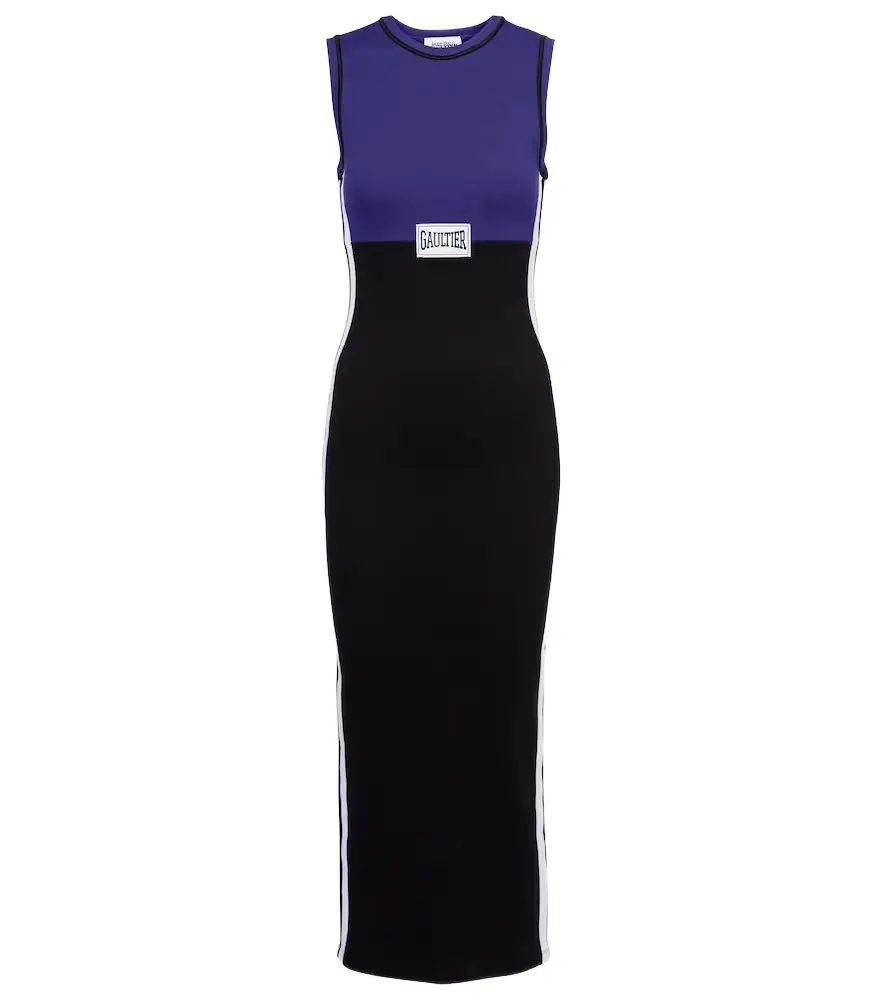Jean Paul Gaultier Ribbed-knit cotton-blend midi dress