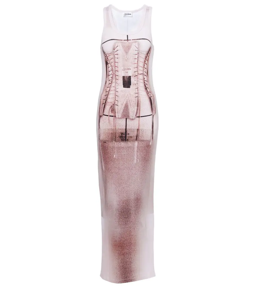Jean Paul Gaultier Trompe l'oeil cotton-blend maxi dress