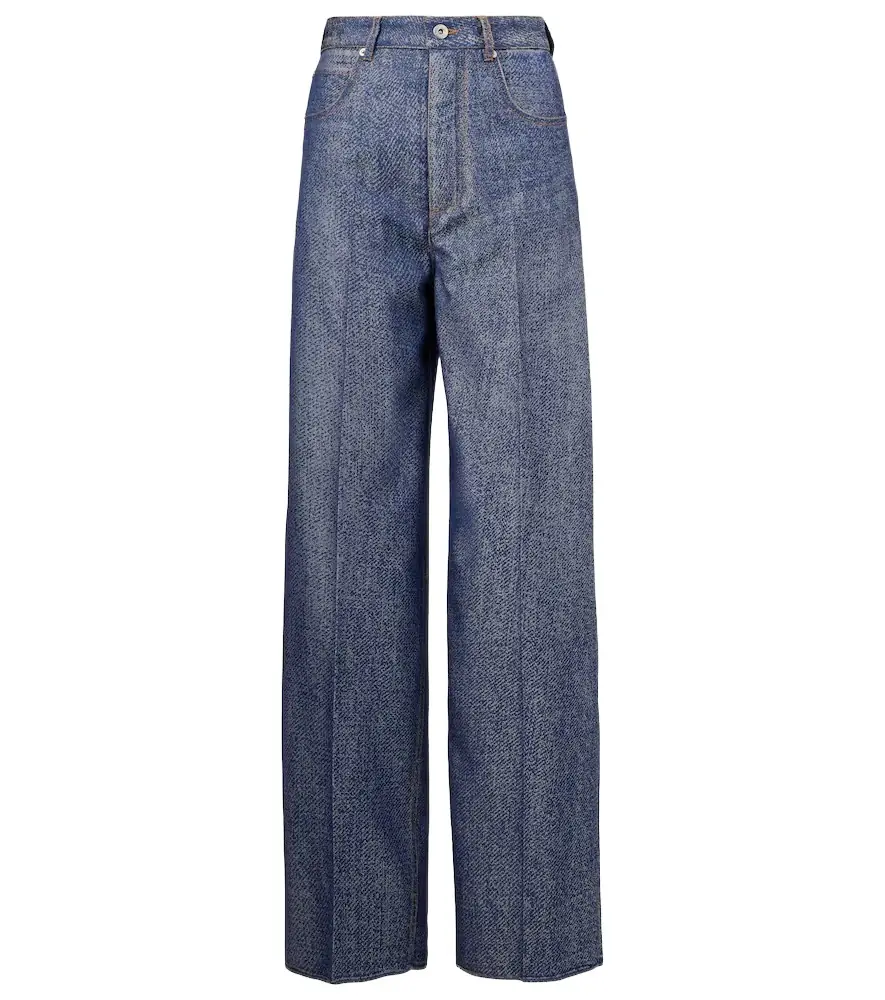 Bottega Veneta Trompe l'ail wool and cotton wide-leg pants