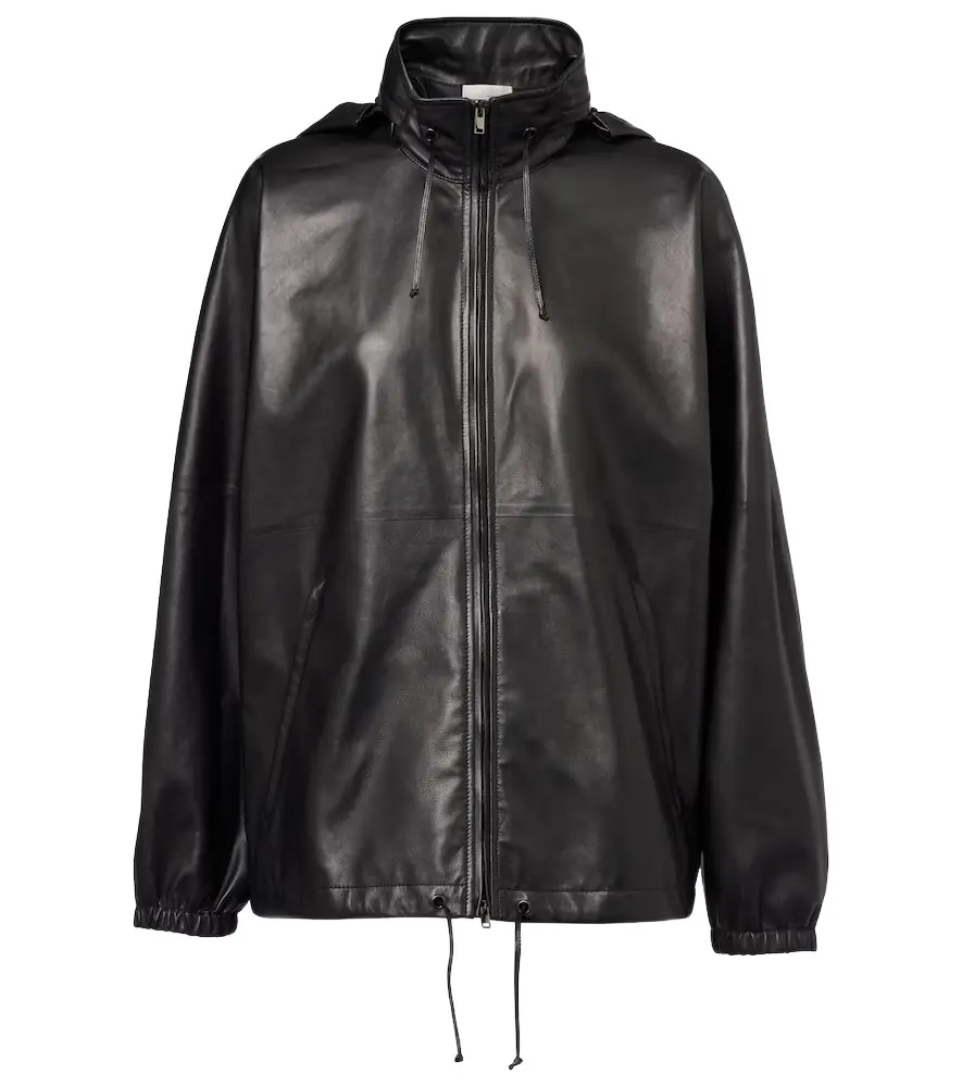 The Row Jilly oversized leather bomber jacket