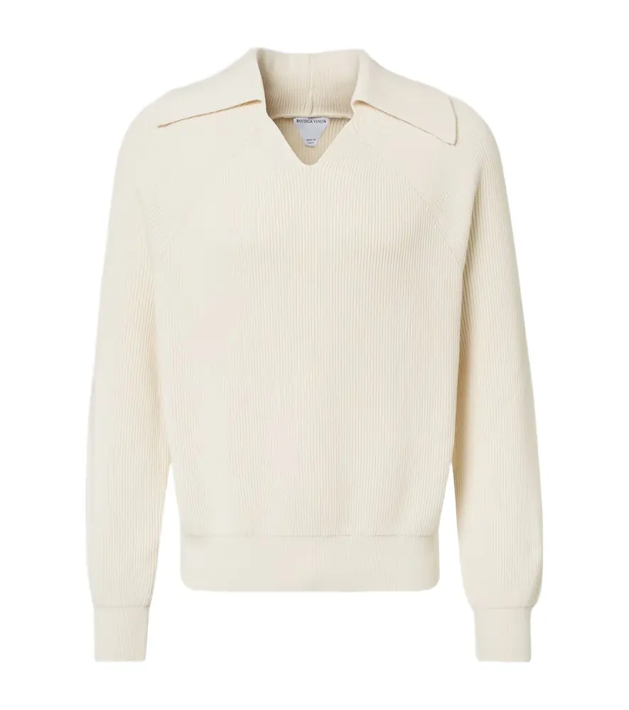 Bottega Veneta Ribbed-knit cotton polo sweater