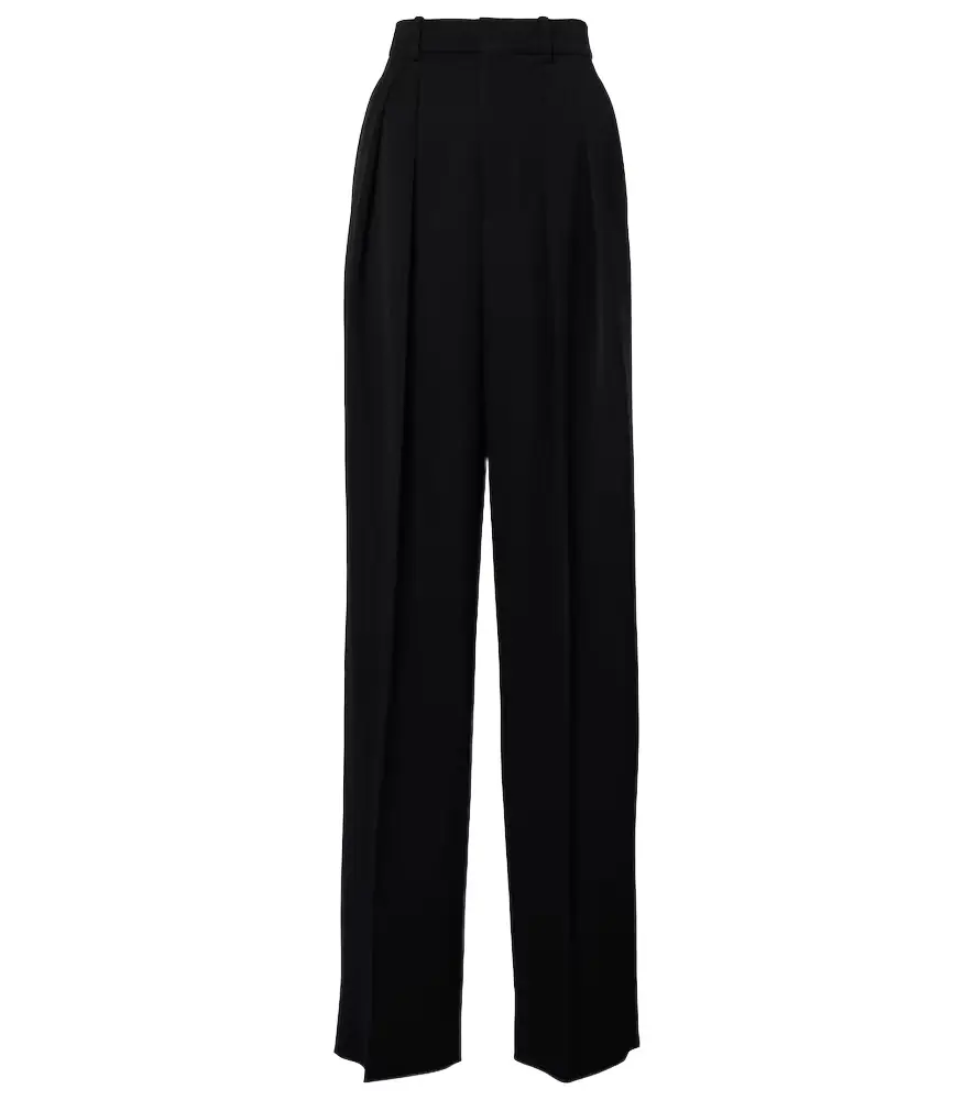 Saint Laurent High-rise wool Grain De Poudre tuxedo pants