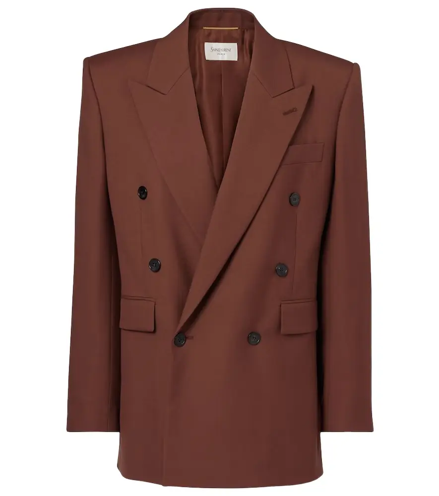 Saint Laurent Double-breasted wool gabardine blazer