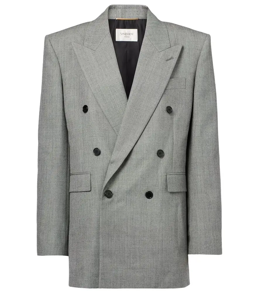 Saint Laurent Double-breasted wool twill blazer