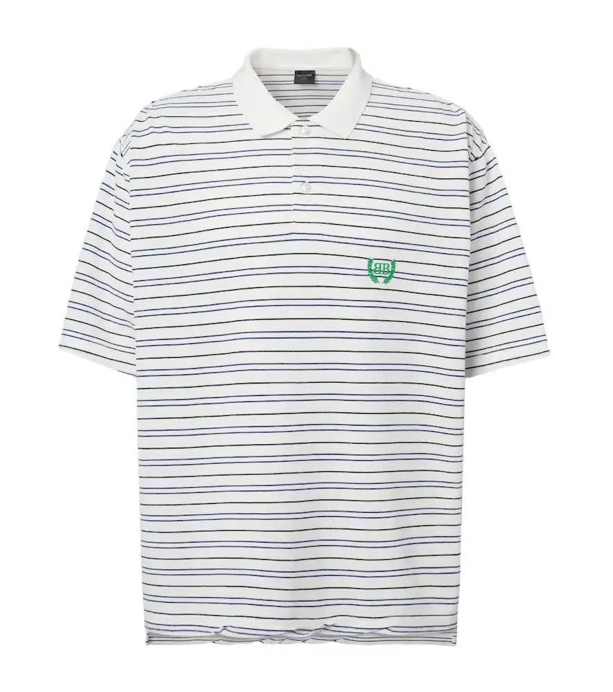 Balenciaga BB Laurel striped cotton piqué polo shirt