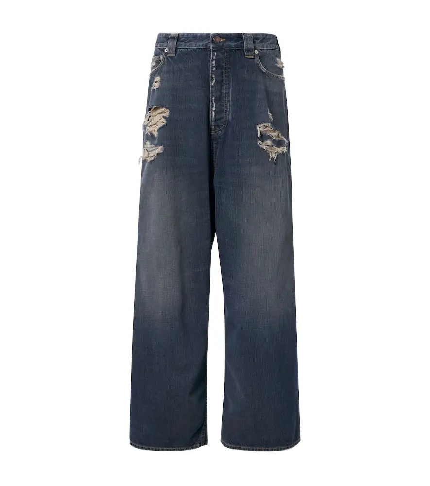 Balenciaga Distressed mid-rise wide-leg jeans