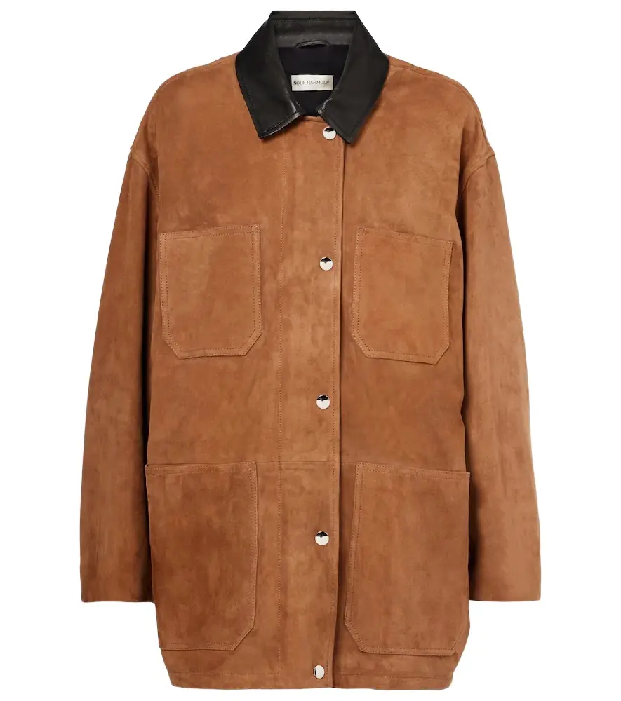 Nour Hammour Barn leather-trimmed suede jacket