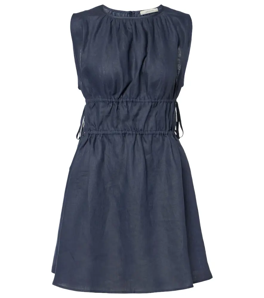 Asceno Como gathered linen minidress
