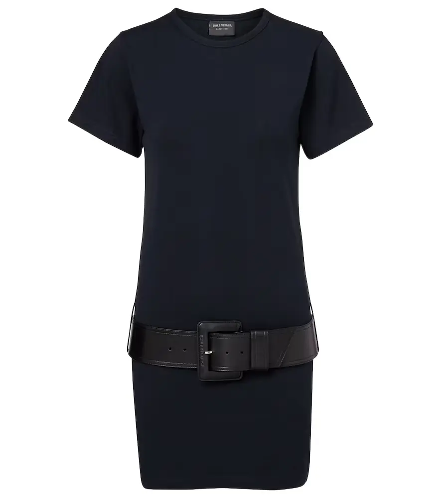 Balenciaga Belted cotton-blend jersey minidress