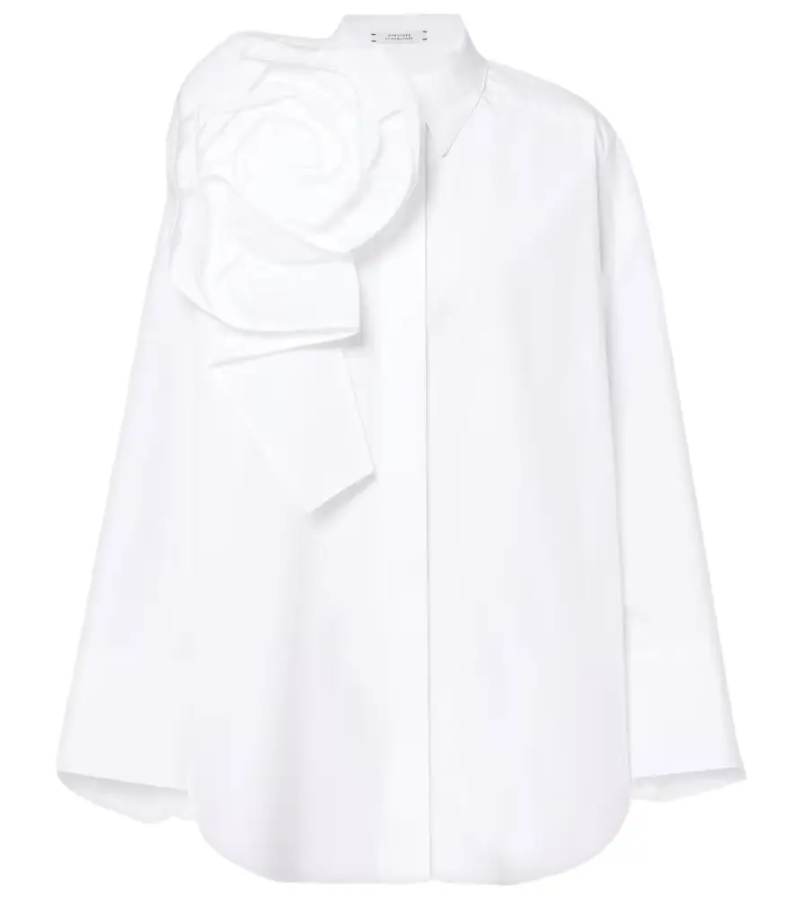 Dorothee Schumacher Floral-appliqué cotton-blend poplin shirt